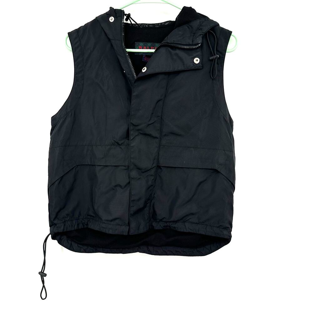 Ralph By Ralph Lauren Size Medium Vest Black Hooded‎ Pockets Outerwear Insulated